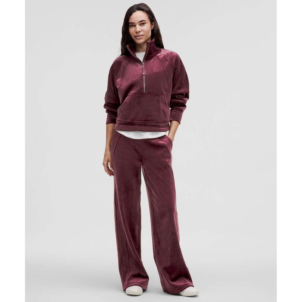 Lululemon Scuba Mid-Rise Wide-Leg Pant Velvet Small Garnet Athleisure